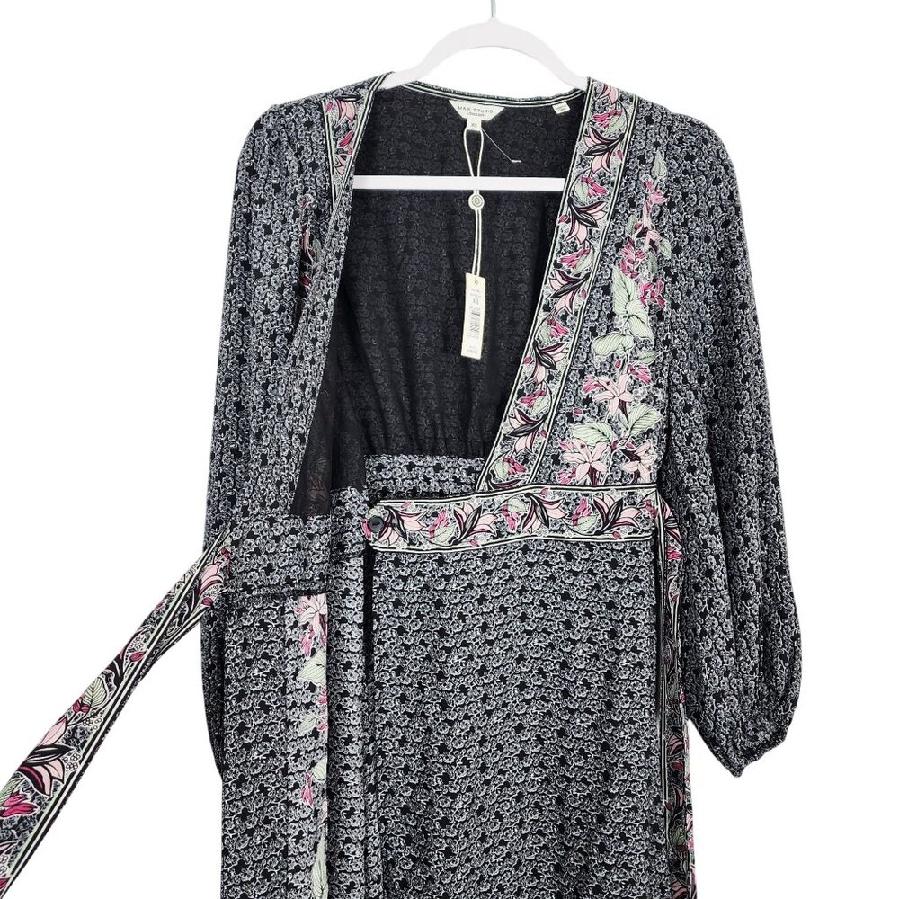 Max Studio London XS Floral Wrap Maxi Dress With Puff Sleeves - Picture 7 of 13